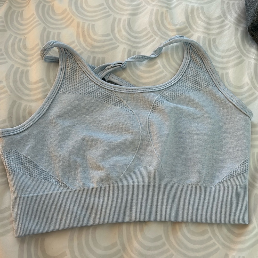 Small light blue ABYL sports bra